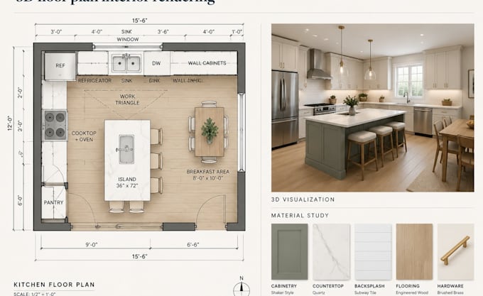 design kitchen remodeling renovation 3d floor plan interior rendering
