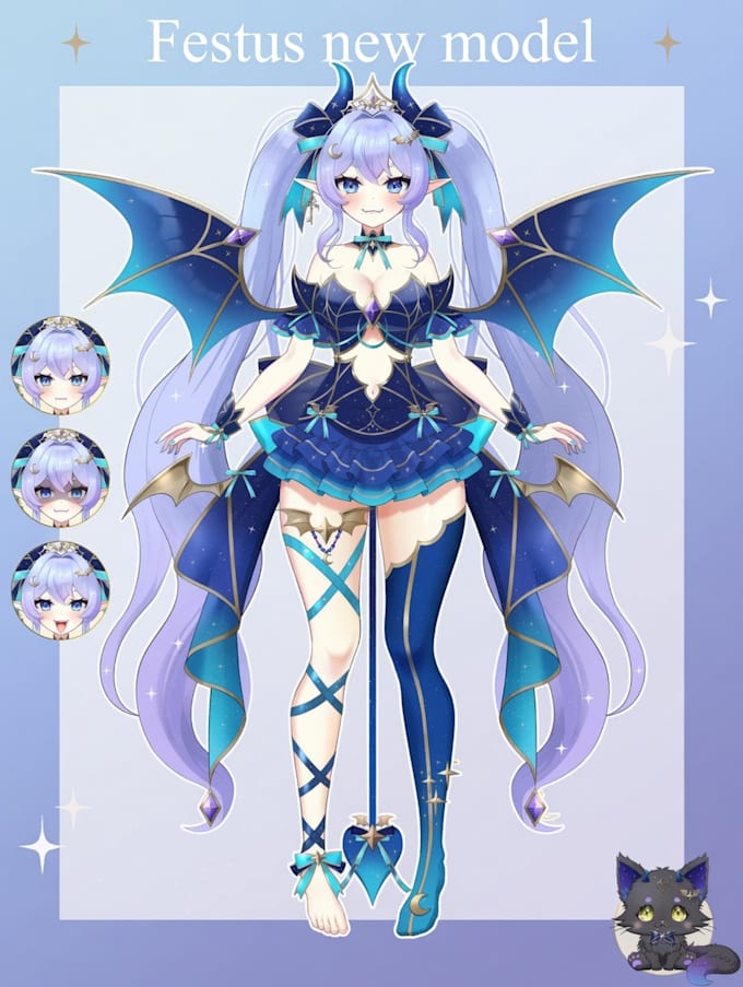 design and rig live 2d vtuber model, 2d vtuber model, vtuber commission