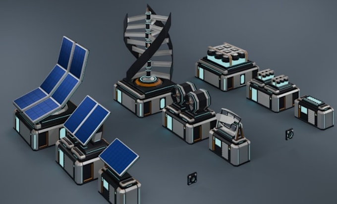 create 3d sci fi props machinery industrial game assets for unity unreal