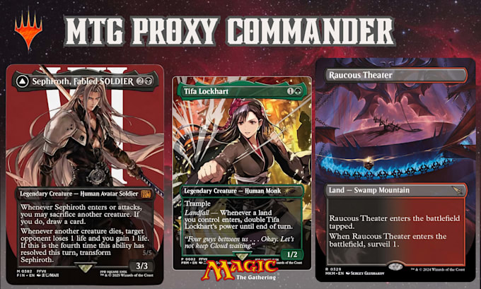 illustrate mtg card, edh commander, mtg token, playing card design