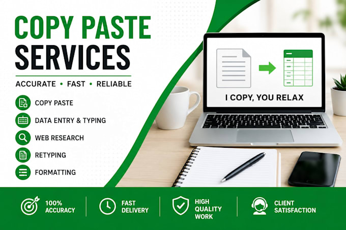 do excel data entry , copy paste, wed research typing