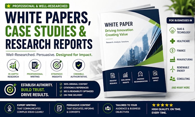 write professional white papers, case studies and research reports