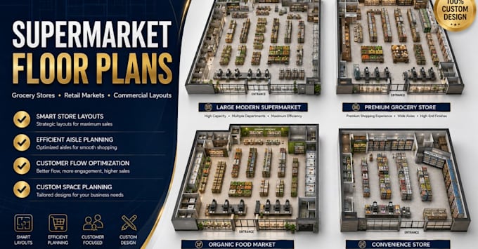 design supermarket floor plans for grocery stores