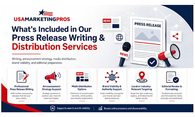 write and publish a press release on US media outlets
