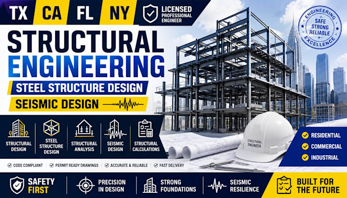 tx ca fl ny structural engineering steel structure design seismic design