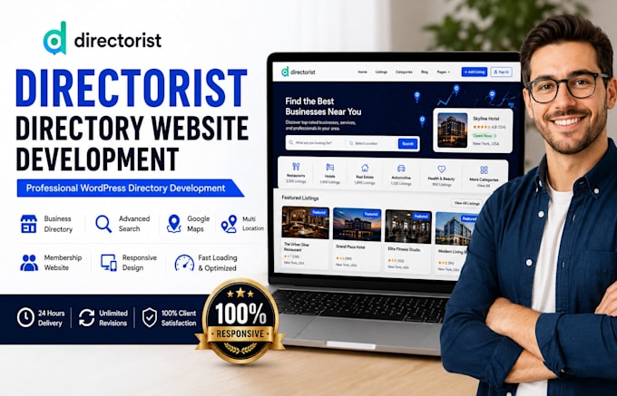 build modern directorist directory website or listing website