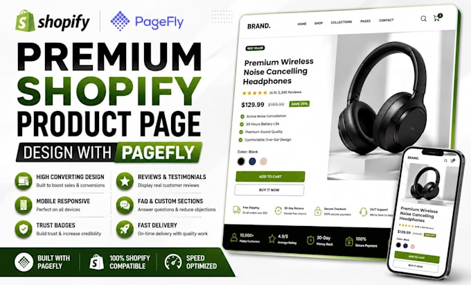 design a premium shopify product page with pagefly