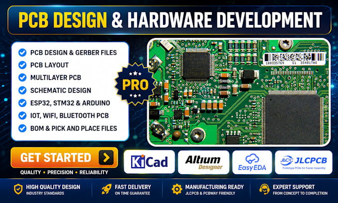 do pcb layout design schematic multilayer pcb design esp32 stm32 iot pcb gerber