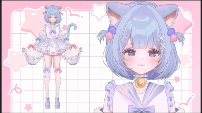 draw live2d vtuber model, pngtuber model, live2d vtuber rigging