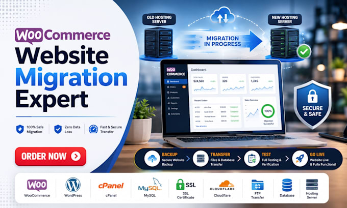 migrate woocommerce website to new hosting with zero downtime and full testing