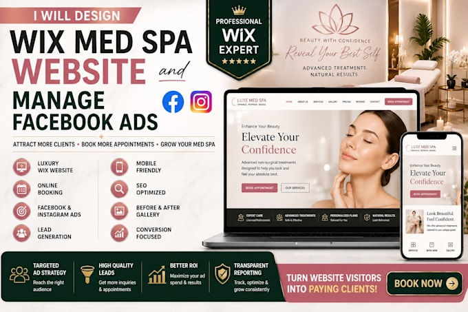 design a wix med spa website and manage facebook ads