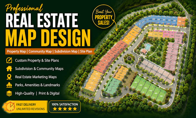 design real estate map, property map, community map, subdivision map, site plan
