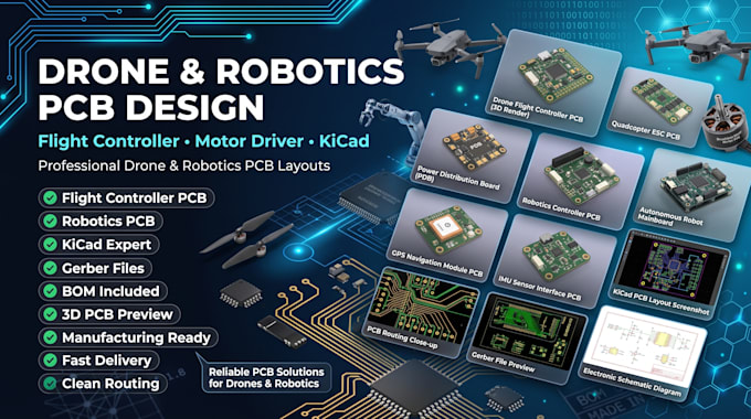 design custom drone robotics pcb and schematic in kicad