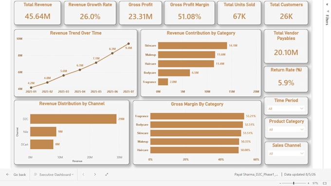 create professional power bi dashboards, reports, and data visualizations