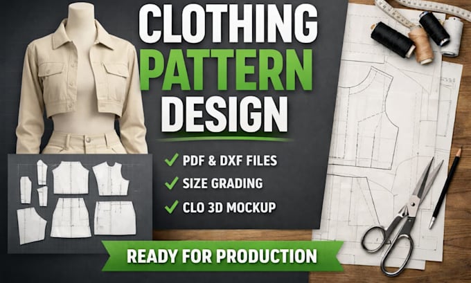 draft digital sewing pattern and size grading for apparel