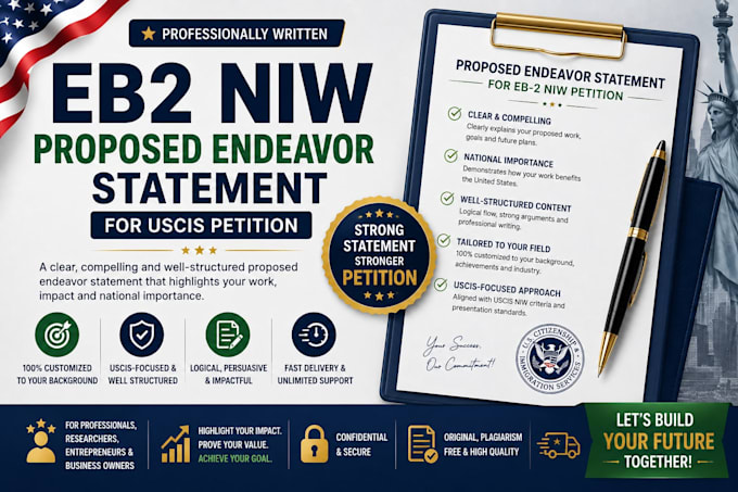 write a winning eb2 niw proposed endeavor statement for uscis
