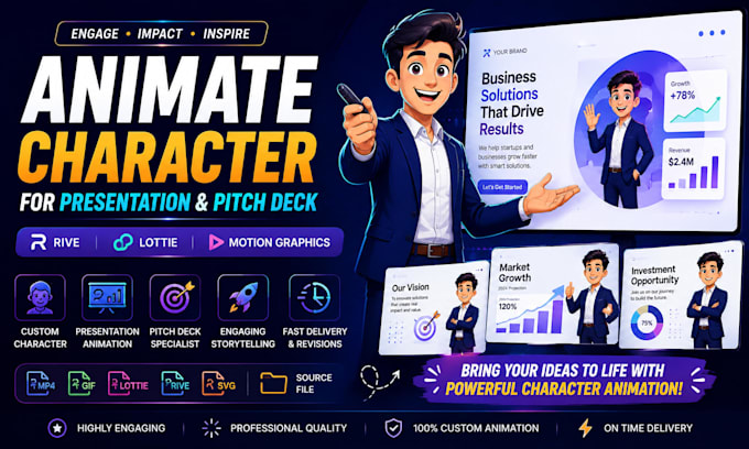 animate character for presentation and pitch deck