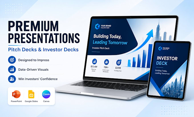 professional pitch deck design startup investor presentation canva google slides