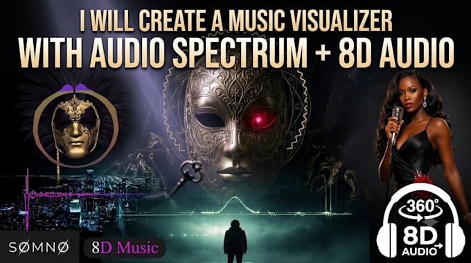 create an 8d audio music visualizer and audio spectrum video