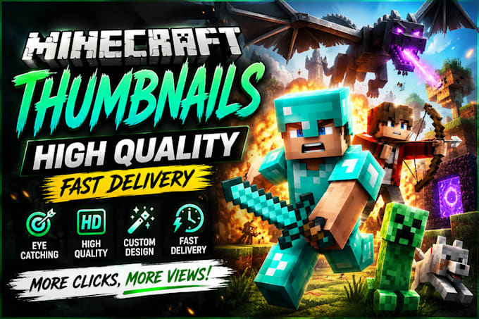 design high quality minecraft thumbnail in 24h