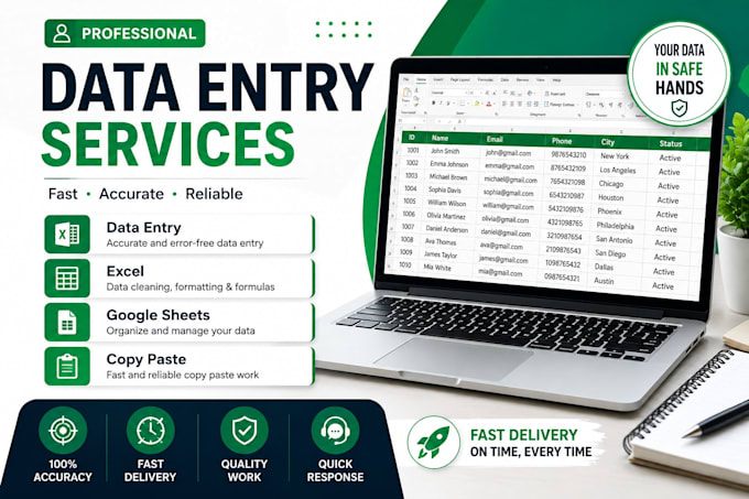 do data entry, data cleaning, excel and google sheets tasks