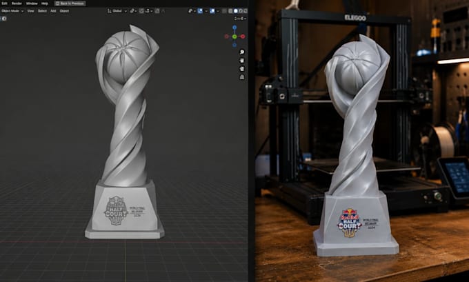 create custom 3d trophy model, medal, award stl for 3d printing