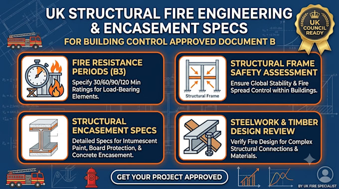 provide structural fire engineering and encasement spec for UK building control