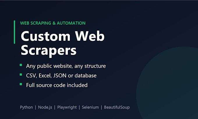 do web scraping and build custom python scrapers for data extraction