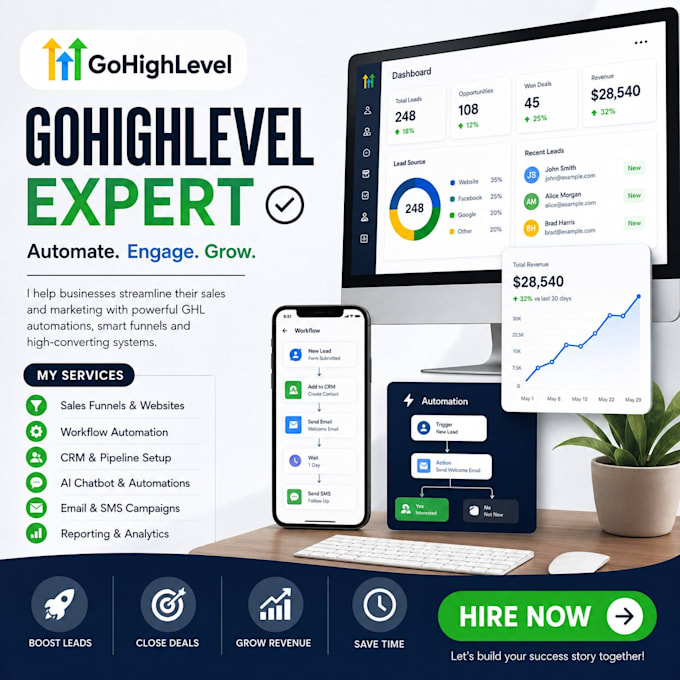 build ghl automations, workflows , ghl CRM setup