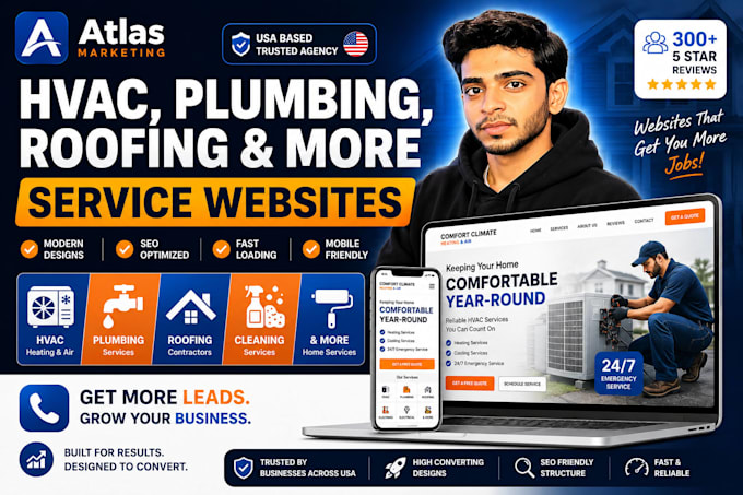 build hvac website, roofing, cleaning, construction website