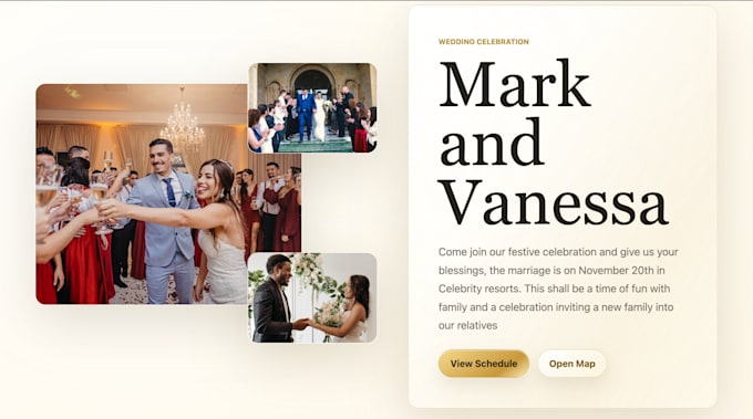 build a modern aesthetic digital wedding website