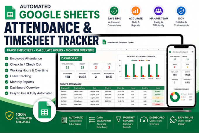 create an automated google sheets attendance and timesheet tracker