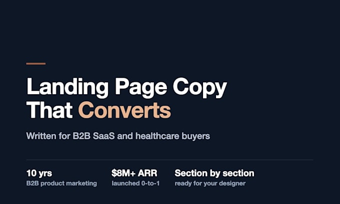 write conversion focused landing page copy for b2b saas and healthcare