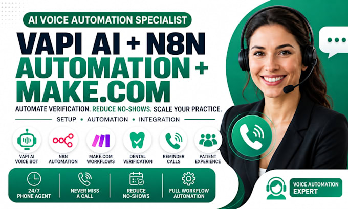 vapi ai voice bot for dental insurance verification, reminder call n8n make com