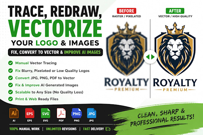 trace redraw vectorize your logo fix convert image to vector fix your ai image
