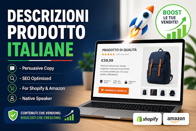 write engaging italian product descriptions for shopify and ecommerce