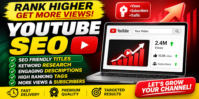 write SEO optimized youtube titles, descriptions, tags and hashtags