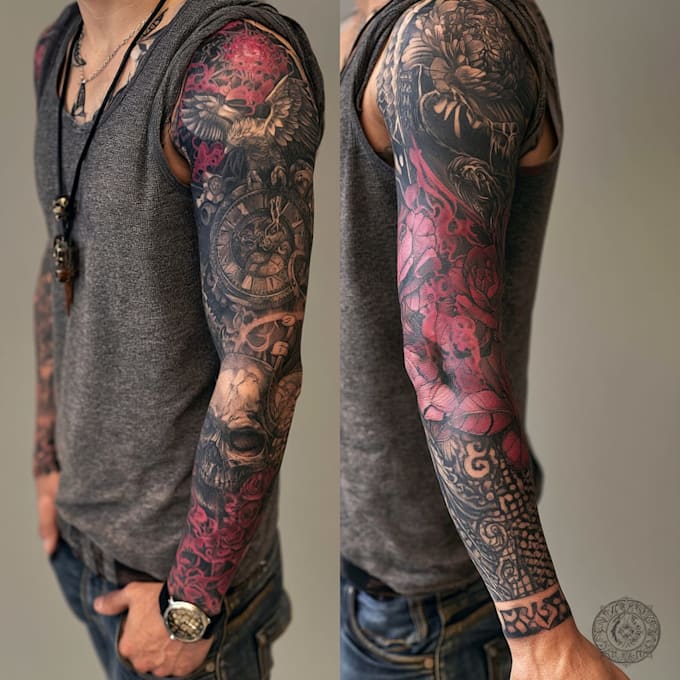 draw an awesome tattoo sleeve art