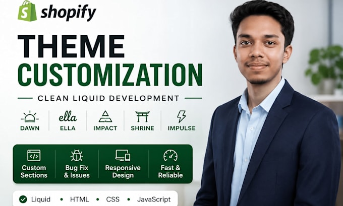 customize your shopify theme, custom code, fix bugs and add sections