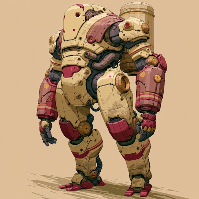 do anime style mecha robot illustrations