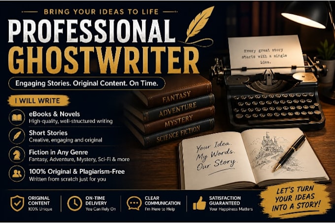 write a captivating ebook or ghostwrite your fiction story