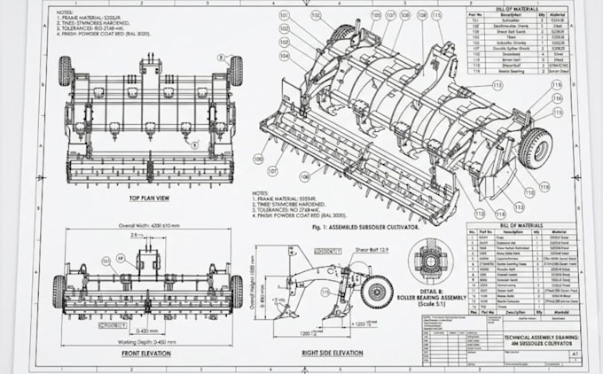 technical drawing, mechanical drawing, 2d cad drawing, product design blueprint