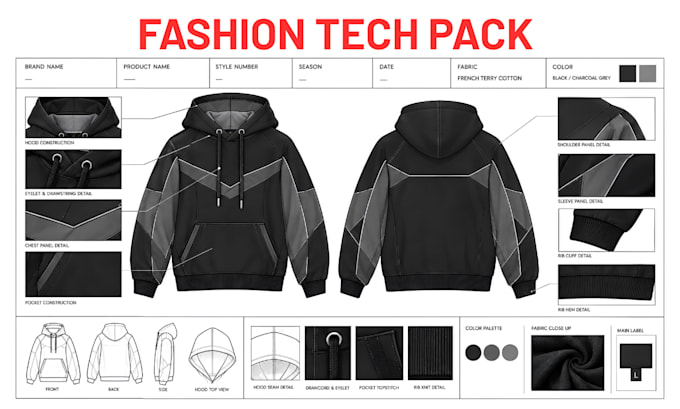 fashion designer streetwear tech pack clothing tech pack fashion tech pack