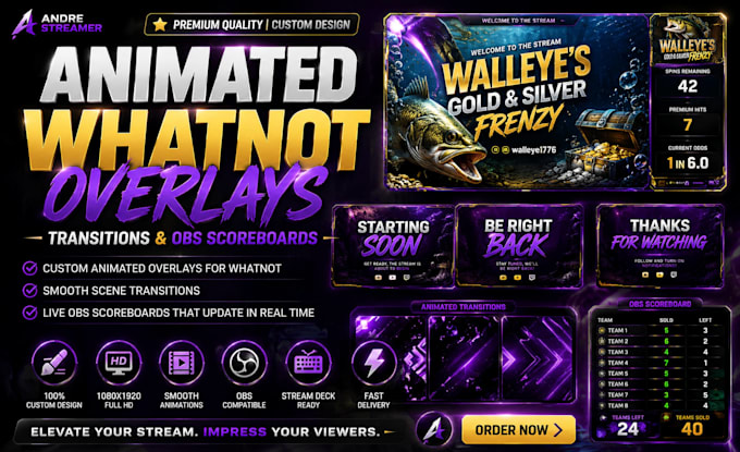 design animated whatnot overlays transitions and obs scoreboards