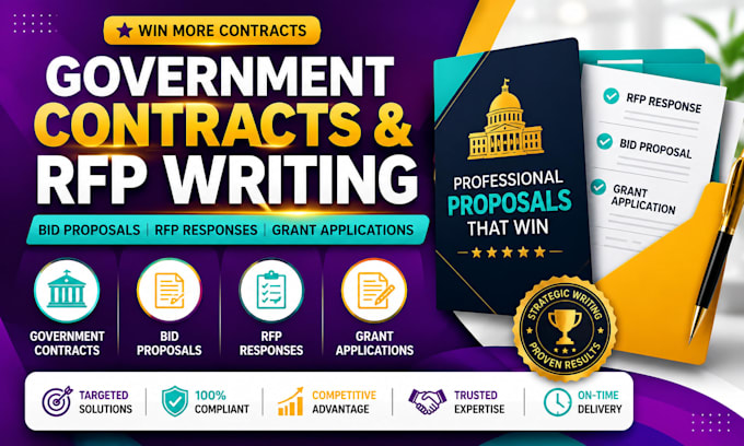 write government contract, bid proposal, rfp response and grant application