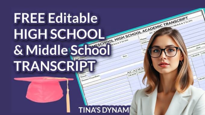 design professional editable college, high school and university transcript