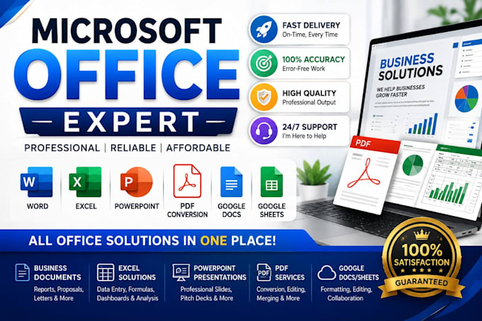be your microsoft office expert, word, excel, google sheet