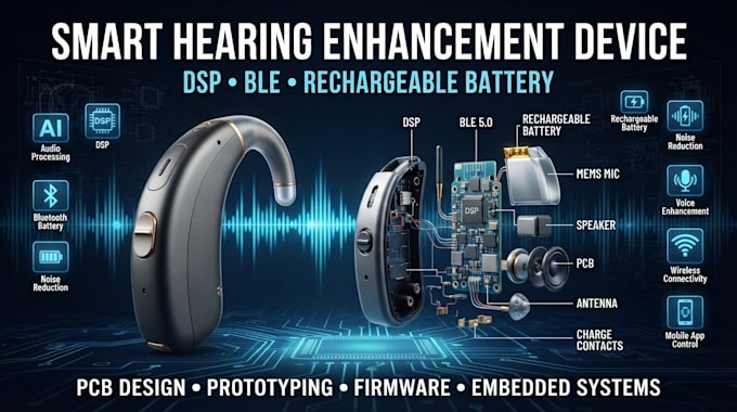 develop smart hearing enhancement device with dsp, ble, and rechargeable battery