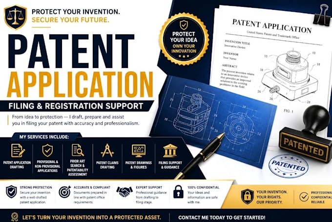 draft, prepare, assist with patent filing and registration