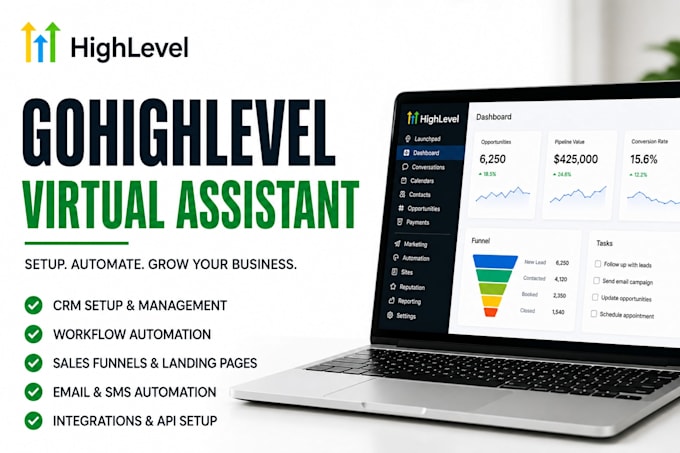 gohighlevel virtual assistant for ghl CRM, workflow and automation expert